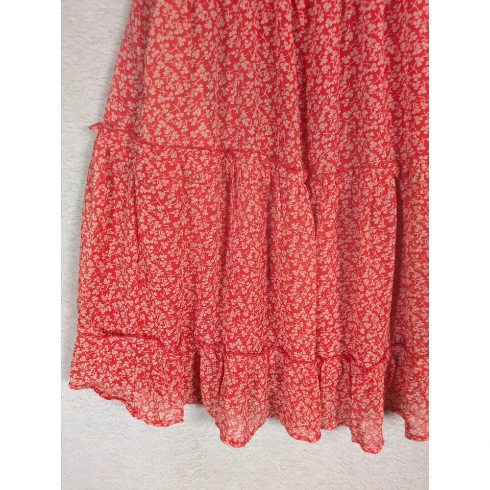 Hayden Girls Dress Girl's XL Red Floral Smocked Tiered Puff Sleeve